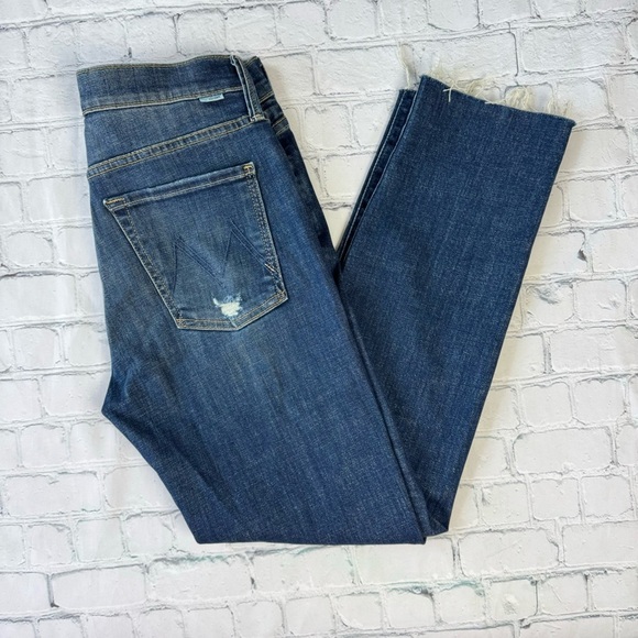 MOTHER Denim Scrapper Cuff Ankle Fray Unstitched blue Jeans size 25 - Picture 16 of 16